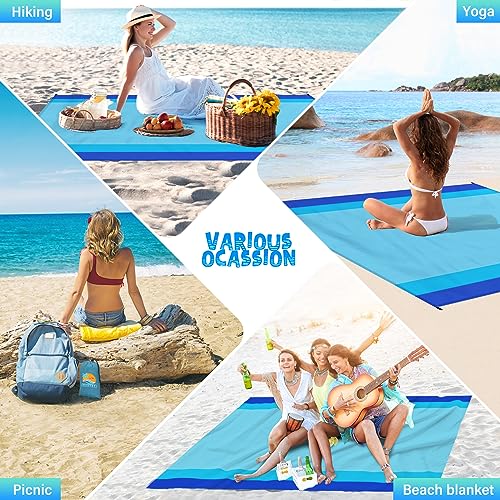 Aroveea Beach Blanket Waterproof Sandproof 1-7 Adult Oversized 78 '' × 81 '' Lightweight Durable Compact Sand Free Beach Mat for Travel Camping Hiking Picnic Blanket - Image 5