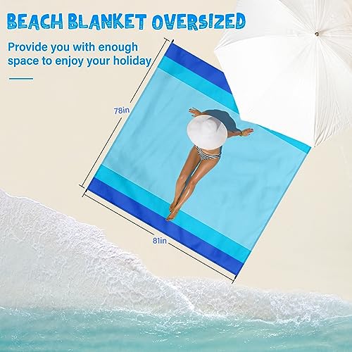 Aroveea Beach Blanket Waterproof Sandproof 1-7 Adult Oversized 78 '' × 81 '' Lightweight Durable Compact Sand Free Beach Mat for Travel Camping Hiking Picnic Blanket - Image 2