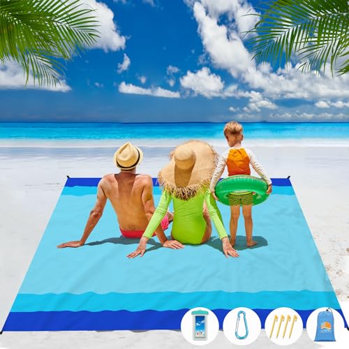 Aroveea Beach Blanket Waterproof Sandproof 1-7 Adult Oversized 78 '' × 81 '' Lightweight Durable Compact Sand Free Beach Mat for Travel Camping Hiking Picnic Blanket - Image 1
