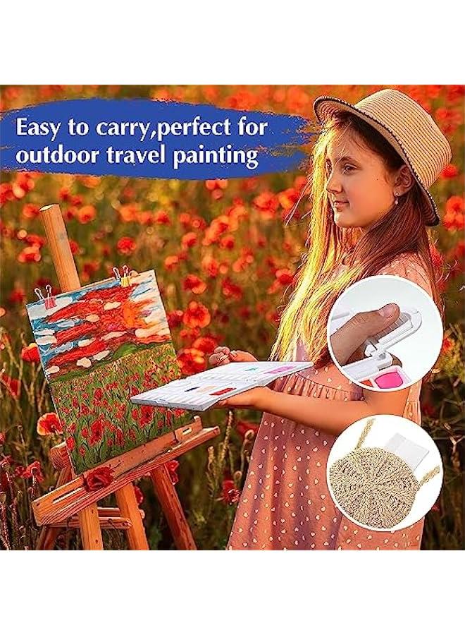 FYLX Folding Watercolor Palette with 12  20 Wells 5 Mixing Areas Thumbhole Brush Case Portable for Travel ting - Image 4