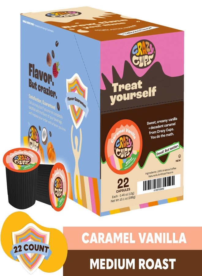Crazy Cups Decaf Flavored Coffee Pods, Decaffeinated Caramel Vanilla Flavored Coffee, Single Serve Hot or Iced Medium Roast Coffee for Keurig K Cups Machines, 22 Count - Image 3
