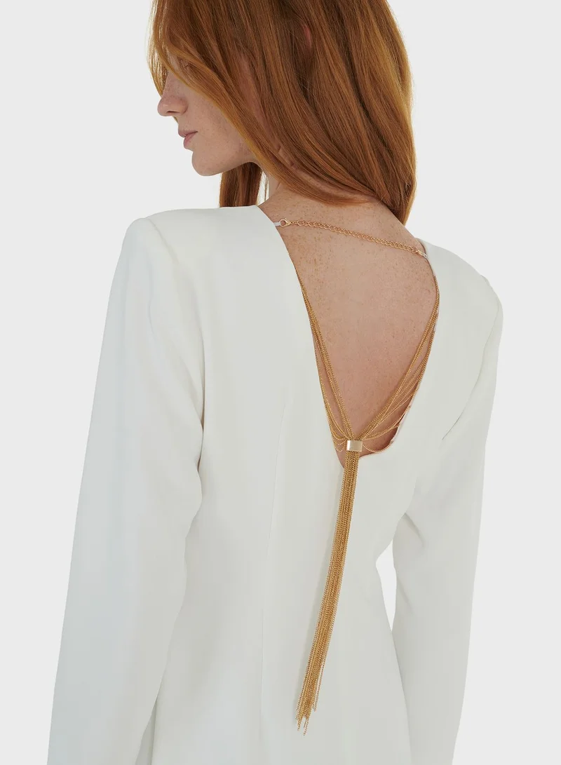 leem Chain Embellished Woven Dress