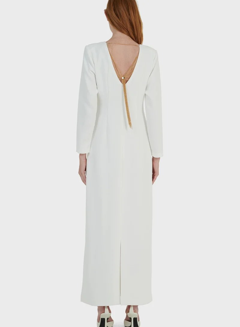leem Chain Embellished Woven Dress
