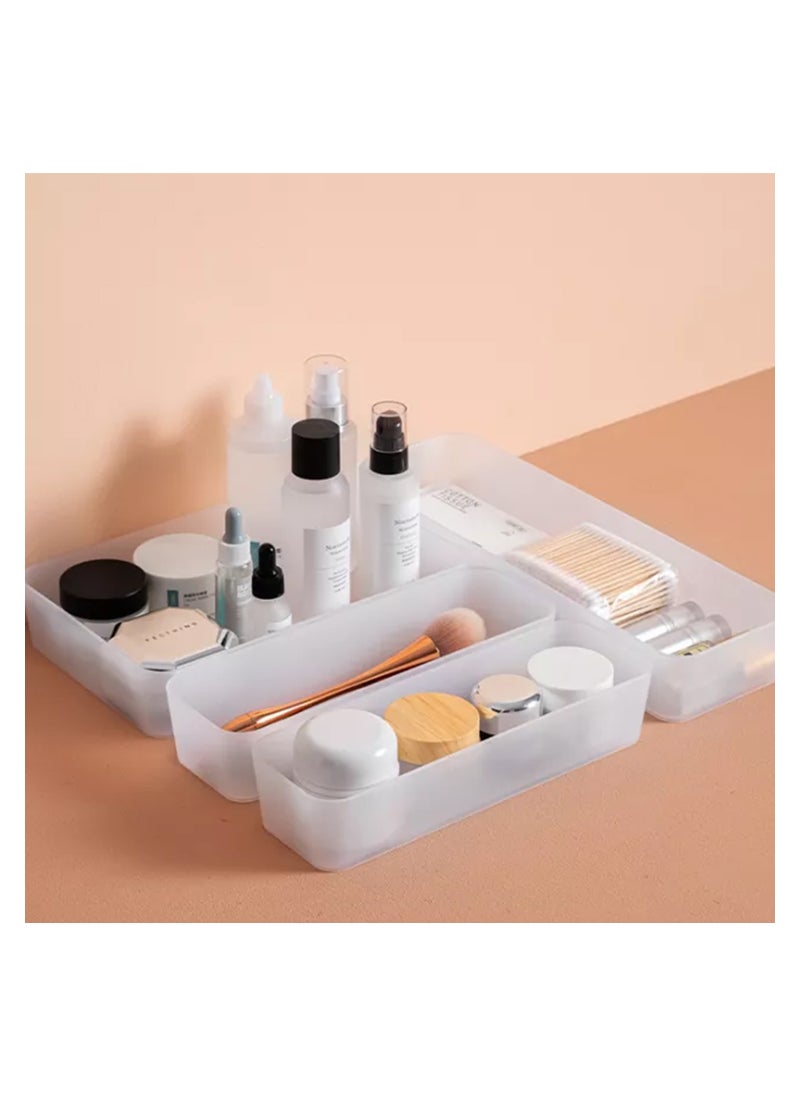 Swift - Drawer Organizer Set 6-Pieces Stackable, Multi-size Trays, Small Makeup Vanity Storage Bins and Office Desk Drawer Dividers - White - Image 1