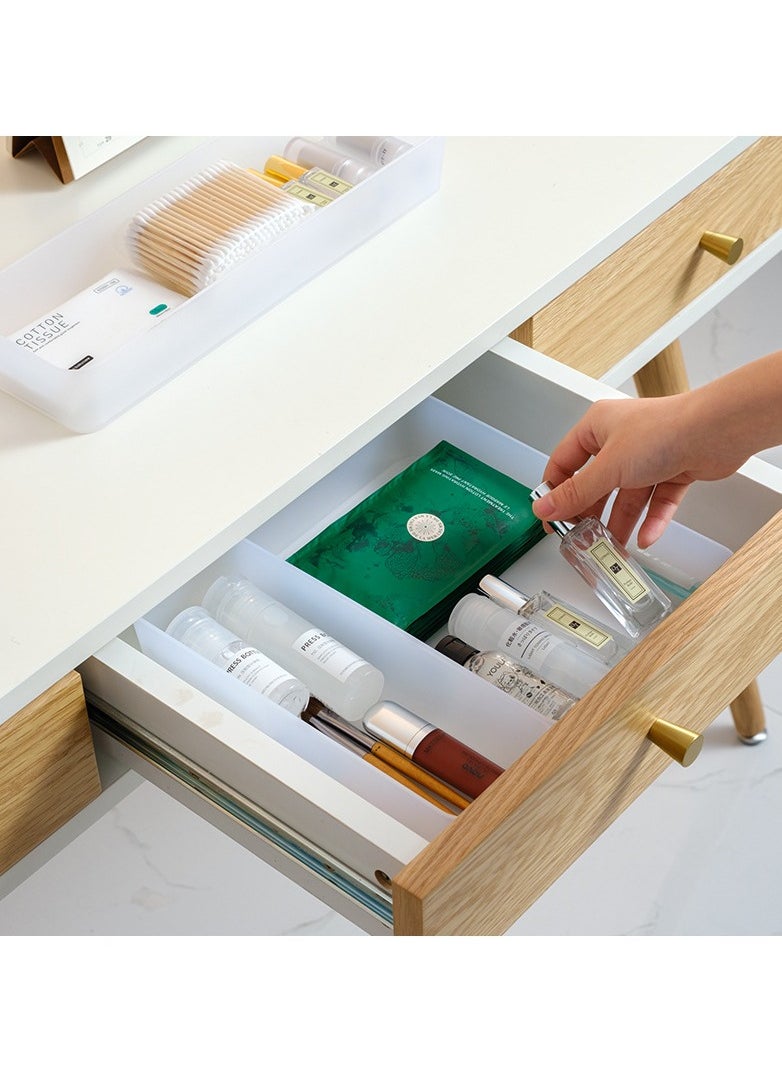 Swift - Drawer Organizer Set 6-Pieces Stackable, Multi-size Trays, Small Makeup Vanity Storage Bins and Office Desk Drawer Dividers - White - Image 1