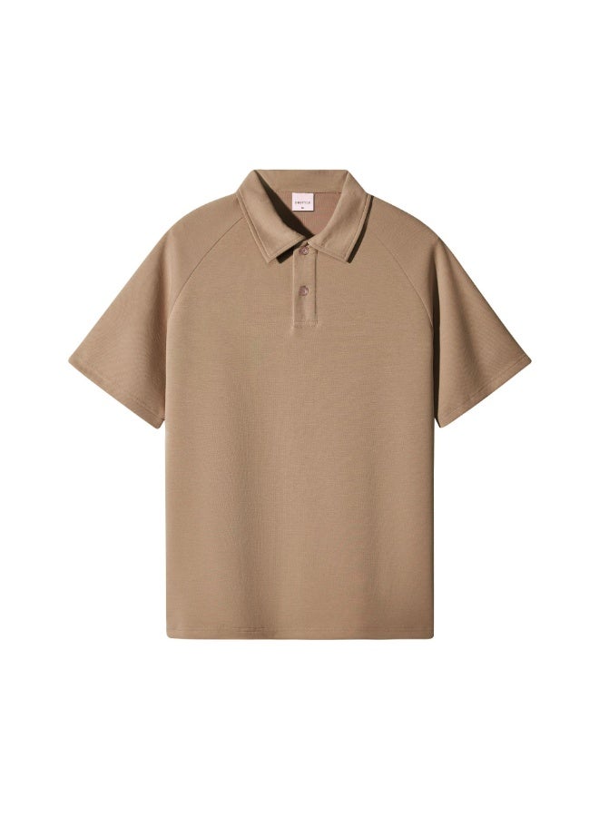 Retro Hong Kong Style Shoulder Sleeve Polo Shirt Women Simple Solid Color Blank Collar Short Sleeve Work Uniform T-shirt - Image 1