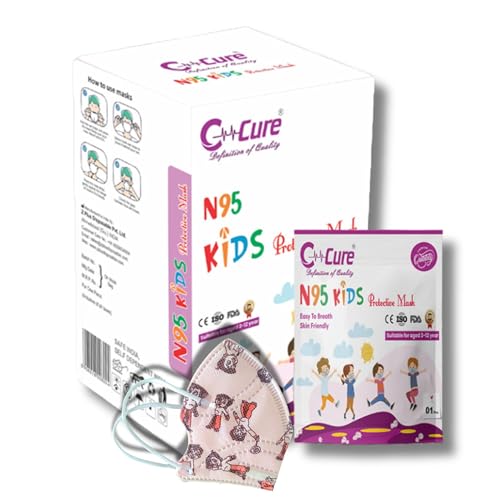 C-Cure® Kids N95 Mask For 8-12 Years Reusable 5 Layer Face Mask For Boys And Girls Mask N95 Mask For Kids Disposable Masks Use And Throw Masks For Kids (Pack Of 10, Multicolor) - Image 1