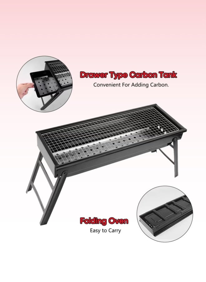 DBLEW شواية فحم محمولة CharcoFlex 60 مع أرجل قابلة للطي، وصينية فحم قابلة للسحب، وسطح طهي واسع 60 سم لعدد 5-10 أشخاص، هيكل معدني متين، شبكة مطلية بالكروم، سهلة التجميع والتنظيف، شواية خارجية مدمجة مع مروحة يد لشواء في التخييم، النزهات، السفر، والتجمعات في الفناء الخلفي. - Image 5