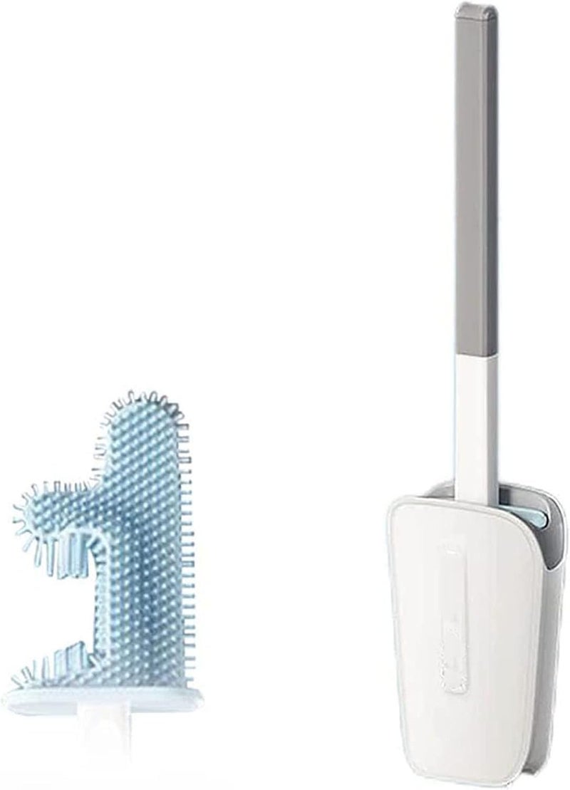 comfrt No Dead Corner Cactus Toilet Brush - Long Handle Silicone Toilet Brush with Holder - Flex No-Slip Toilet Bowl Cleaner Brush - F-Shaped for Clean Toilet (White) - Image 1