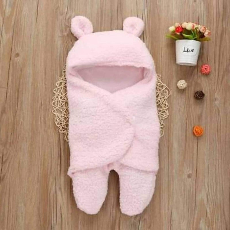 BRANDONN Flannel New Born Hooded Wearable Baby Blanket Cum Baby Wrapper for Babies - Combo of 2 (Multicolor, 76 X 68 cm) - Image 4