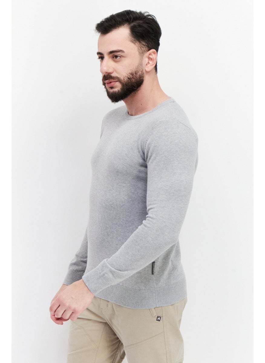 French Connection Men Round Neck Plain Long Sleeves Sweatshirt, Grey  - Image 3
