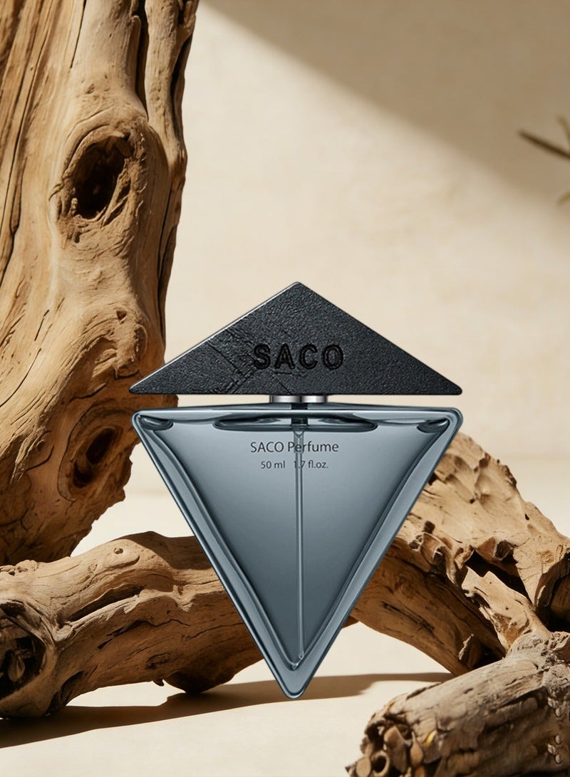 SACO Woody Floral Notes Men's Perfume 50ml/Gift Box Packaging, the Perfect Gift Choice. - Image 3