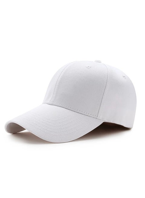 NOVOLAN Baseball Cap Duckbill Cap Sun Hat Peaked Cap Sun Visor Solid Color Cotton Men & Women Cap Shade Baseball Outdoor, Adjustable Copper Buckle Head Size Flattering 54-62cm 18 Color (white)