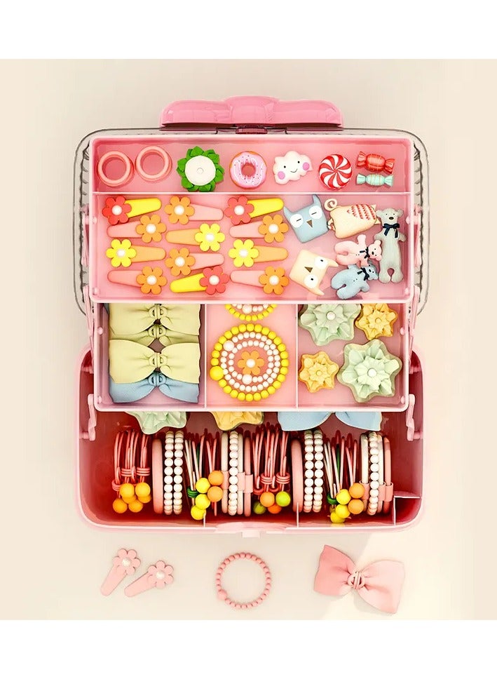 Kids&Teen Storage Desk Organizer Leather Band Card Jewelry Storage Box Makeup Organizer with Bow Twist Button - Image 5