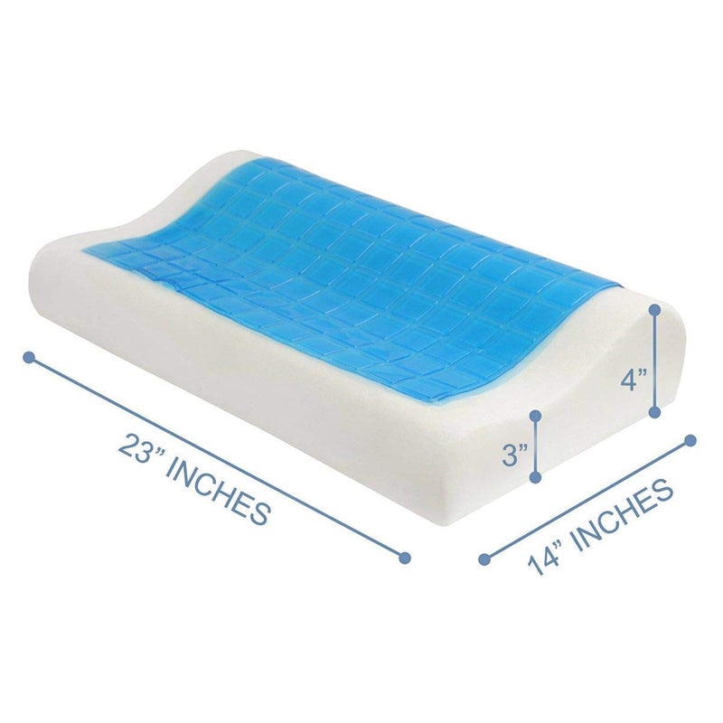 VAKTAVYA Cooling Gel Infused Memory Foam Cervical Orthopedic Neck Support Contour Pillow White and Blue Pack of 1 memory gel pillow - Image 3