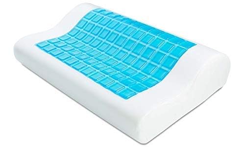 VAKTAVYA Cooling Gel Infused Memory Foam Cervical Orthopedic Neck Support Contour Pillow White and Blue Pack of 1 memory gel pillow - Image 1