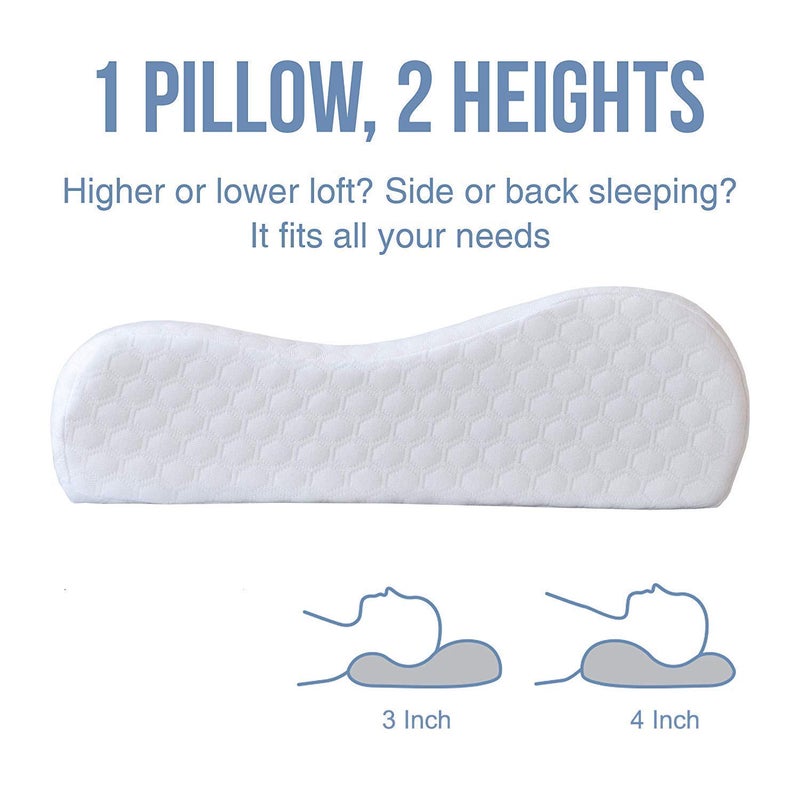 VAKTAVYA Cooling Gel Infused Memory Foam Cervical Orthopedic Neck Support Contour Pillow White and Blue Pack of 1 memory gel pillow - Image 5