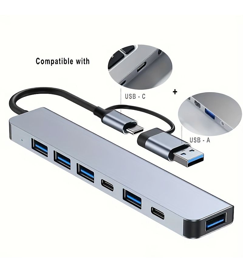 7 In 1 Usb C Hub High Speed Data Transfer 5V Power Mode For Tablet Printer Keyboard Mouse - Image 4