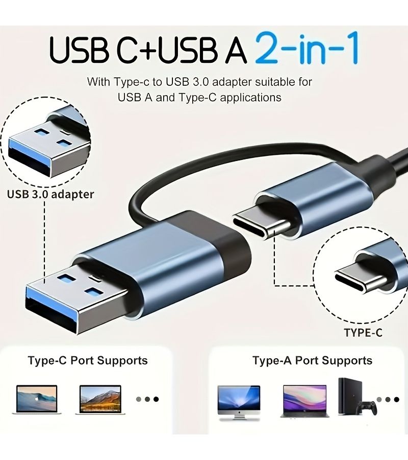 7 In 1 Usb C Hub High Speed Data Transfer 5V Power Mode For Tablet Printer Keyboard Mouse - Image 3