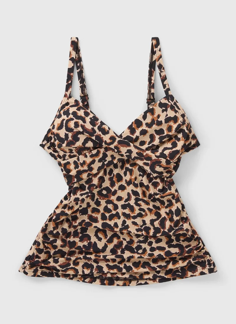 Matalan Brown Leopard Shapewear Tankini Top