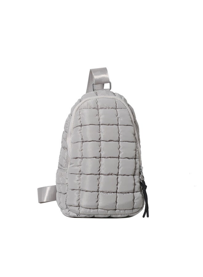 Quilting Car Plaid Cloud Cloth Chest Bag European And American Trend Crossbody Sports Bag Outdoor Riding Large Capacity Chest Bag-Color:Light Gray-Dimensions:32*20*8 - Image 1