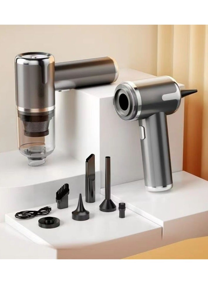 باندا مكنسة كهربائية يدوية لاسلكية محمولة صغيرة للسيارة مزودة بمحرك بدون فرش وشحن سريع من النوع C و 6 ملحقات في 1 وقوة شفط 15000 باسكال، قابلة لإعادة الشحن، صغيرة الحجم للسيارة والمنزل والمكتب - Image 2