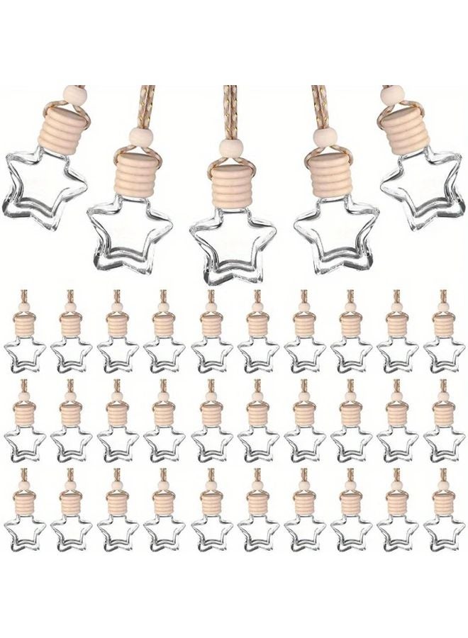 24pcs Star Shaped Car Air Freshener Empty Glass Bottles With Wooden Caps - Image 2