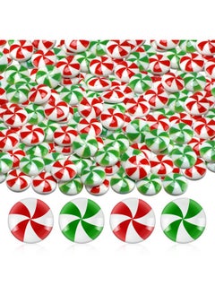 Giegxin Giegxin 60 Pcs Christmas Candy for Crafts Plastic Fake Candy Decor Peppermint Ornaments Rainbow Mini Faux Candy for Tree Hanging DIY Xmas Decor Party Decoration Craft (Red Green Windmill,Small)  - Image 1