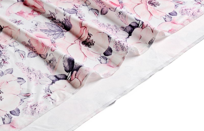 Vollmic Newborn Baby Girl Receiving Blanket Swaddle Blanket Stretchy Knit Swaddle Set with Matching Headband and Beanie (Ink Pink) - Image 3