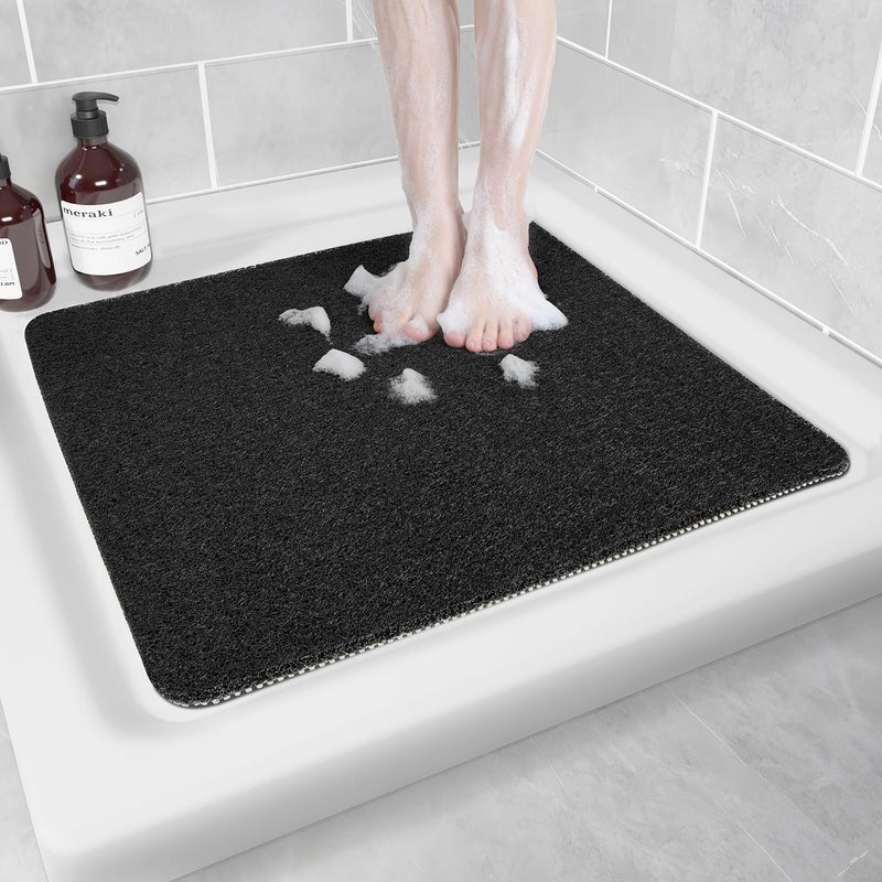 Hargiis Non-Slip Bathtub Mat, Anti Slip Shower Mat, Fast Drying Bathtub Mats, Foot Scrubber Mat, Anti Slip Mat for Tub, Floor, Bathroom, Kitchen, Home, Hotel (Black 24"×24") - Image 1