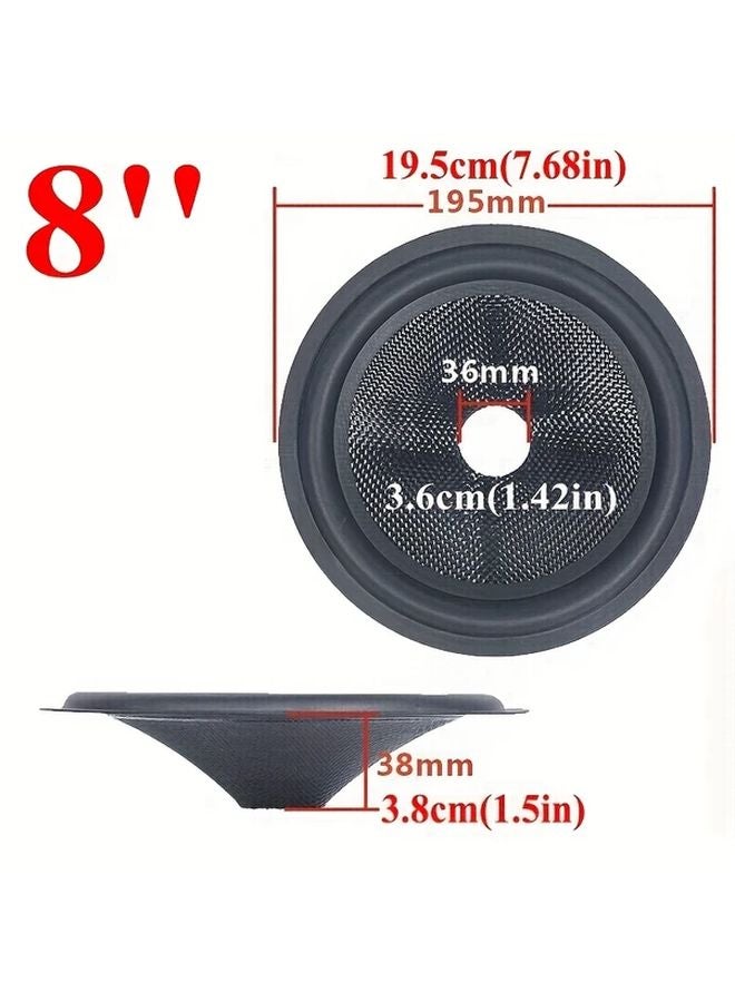 8 Inch Black Fiberglass Speaker Basin With Rubber Edge And Braided Dust Cap - Image 1