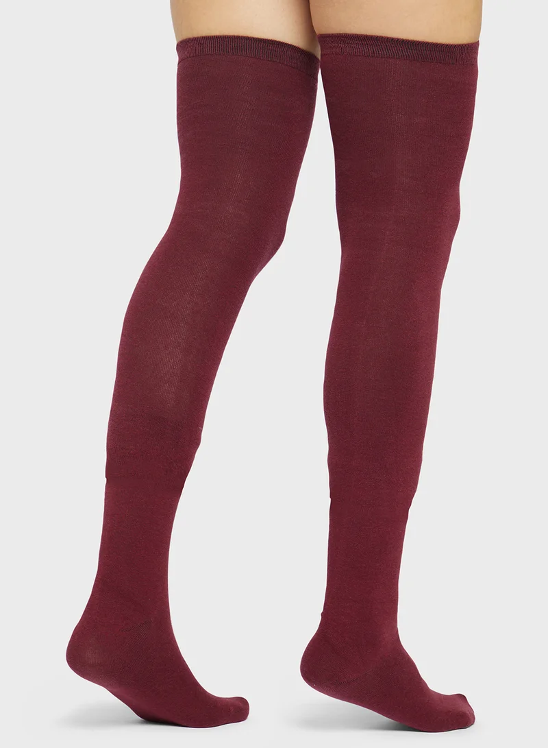 Ginger Thigh High Solid Socks