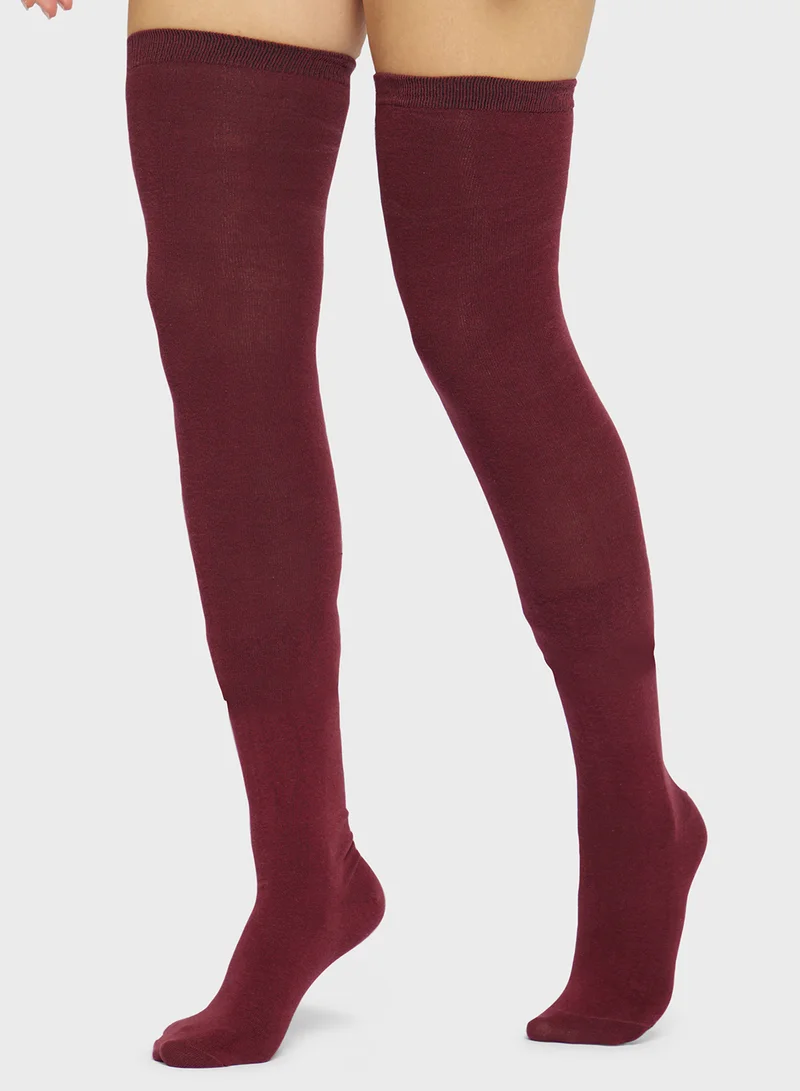 Ginger Thigh High Solid Socks