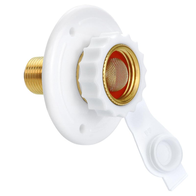 ExcelFu RV Water Inlet ReplacementRV City Water Inlet with Check ValveCity Water Fill Inlet Flange Brass Fresh City Water Inlet Connection for RV Camper Trailer Marine MotorhomeWhite - Image 3