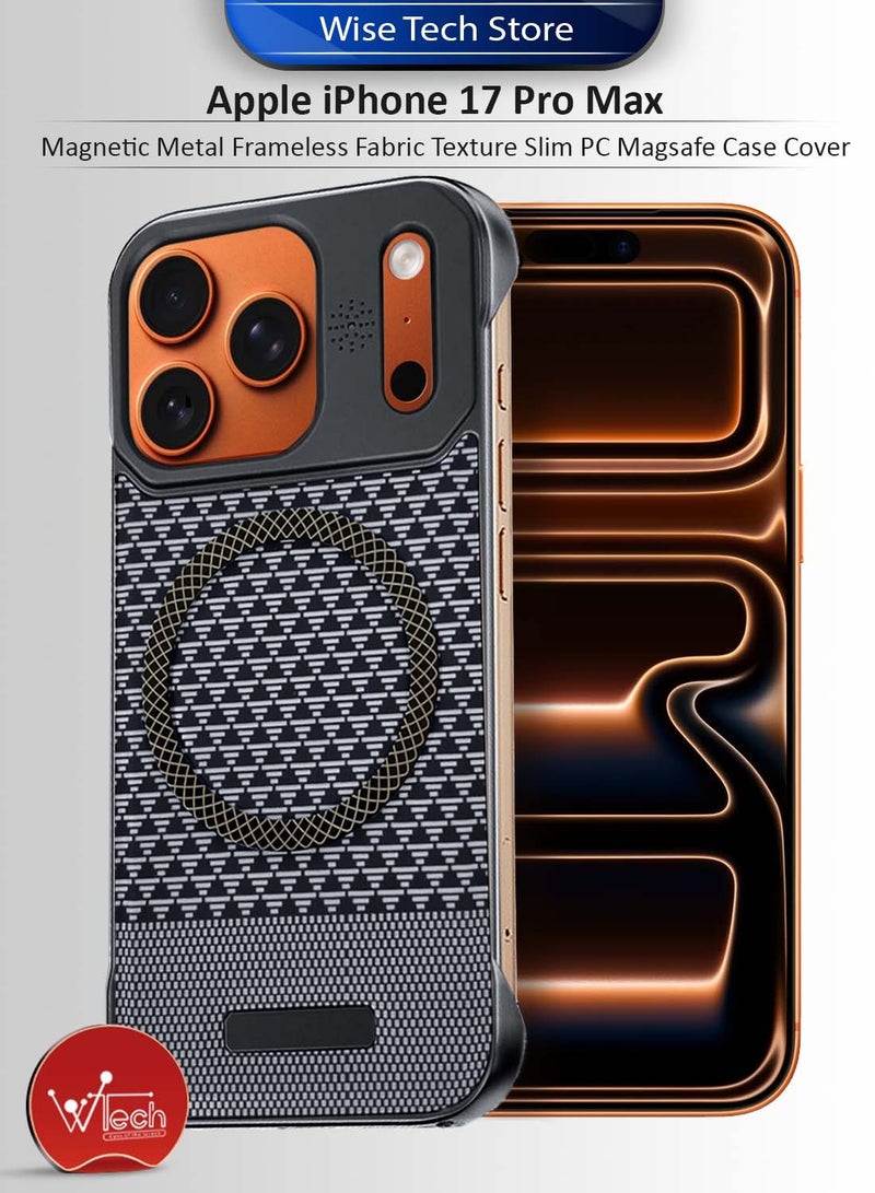 Wtech Apple iPhone 17 Pro Max 5G 2025 Magnetic Metal Frameless Fabric Texture Slim PC Magsafe Case Cover (MCCPSN) - Black/White - Image 1