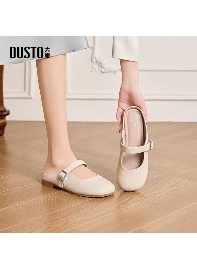 Dusto Women's Half Slippers With Mules, New Style For Summer , Outdoor Wear, Slip-on Loafers, Low Heel Sandals