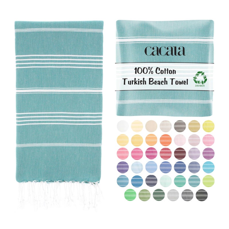 Cacala Lightweight and Thin Turkish Beach Towel 100% Cotton Sand-Free and Quick-Drying Goodness Perfect as an Extra Large Travel Towel, Beach Accessory, or Gift for Beach Lovers, 37 x 70 - Image 1