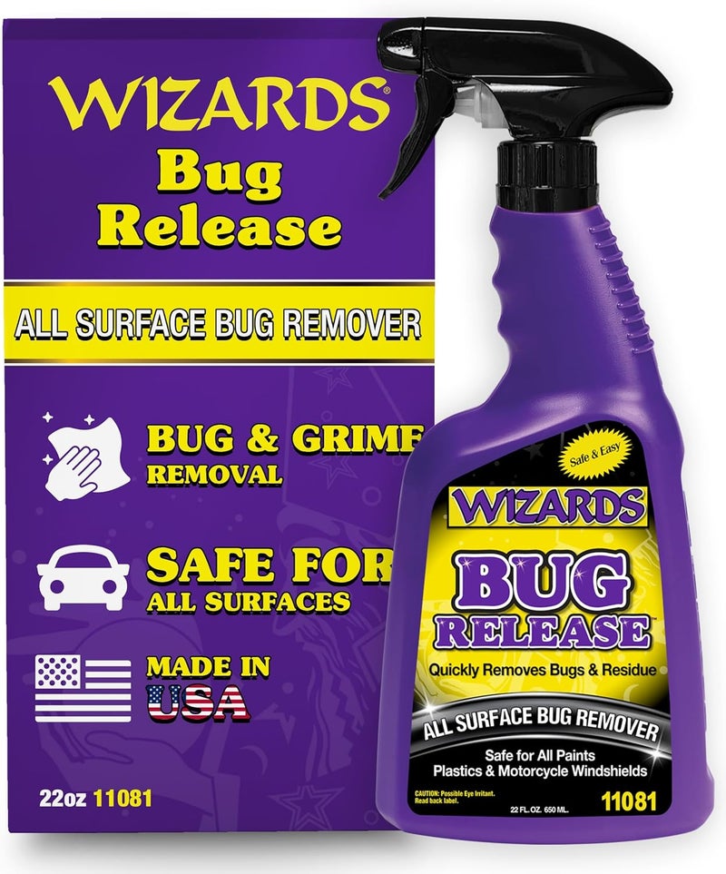 WIZARDS Bug Release - All Surface Bug Remover and Wash for All Vehicles - Softens and Neutralizes Acidic Bug Protein - Doubles as Spot Cleaner and Pre-Soak Car Cleaner - 22 Fl Oz - Image 1