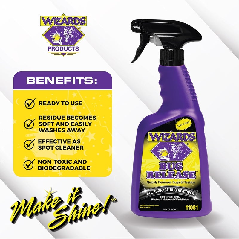WIZARDS Bug Release - All Surface Bug Remover and Wash for All Vehicles - Softens and Neutralizes Acidic Bug Protein - Doubles as Spot Cleaner and Pre-Soak Car Cleaner - 22 Fl Oz - Image 2