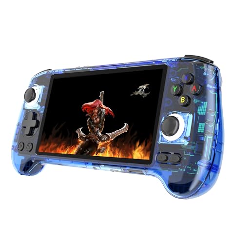 MOUJI RG556 Retro Handheld Game Console 548inch Touch AMOLED Screen Unisoc T820 Android 13 OS 8GB LPDDR4X Builtin 128G256G SD Card WiFi Video Games PlayerBlue Translucent - Image 1