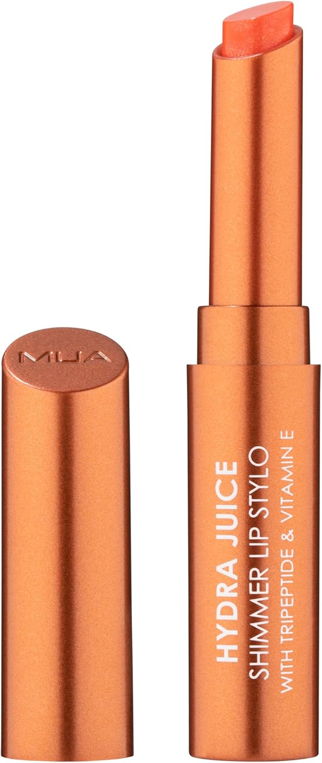 MUA Makeup Academy Hydra Juice Shimmer Lip Stylo Lipstick With Peptide Vitamin E Sweet Orange Vegan Cruelty Free