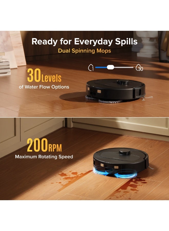 roborock Qrevo S Pro Robot Vacuum and Mop, 18,500Pa Suction, Multifunctional Dock with 75℃ Mop Self-Cleaning, Smart Obstacle Avoidance, Anti-Tangle Brush, Liftable Spinning Mop, Black - Image 5