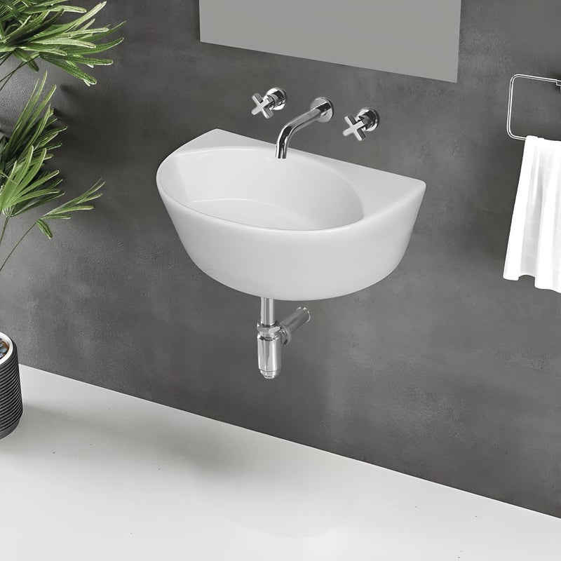 SYON Syon NIKO Premium Ceramic Table Top Wall Mount Wash Basin 17 inch X 11 inch  - Image 3