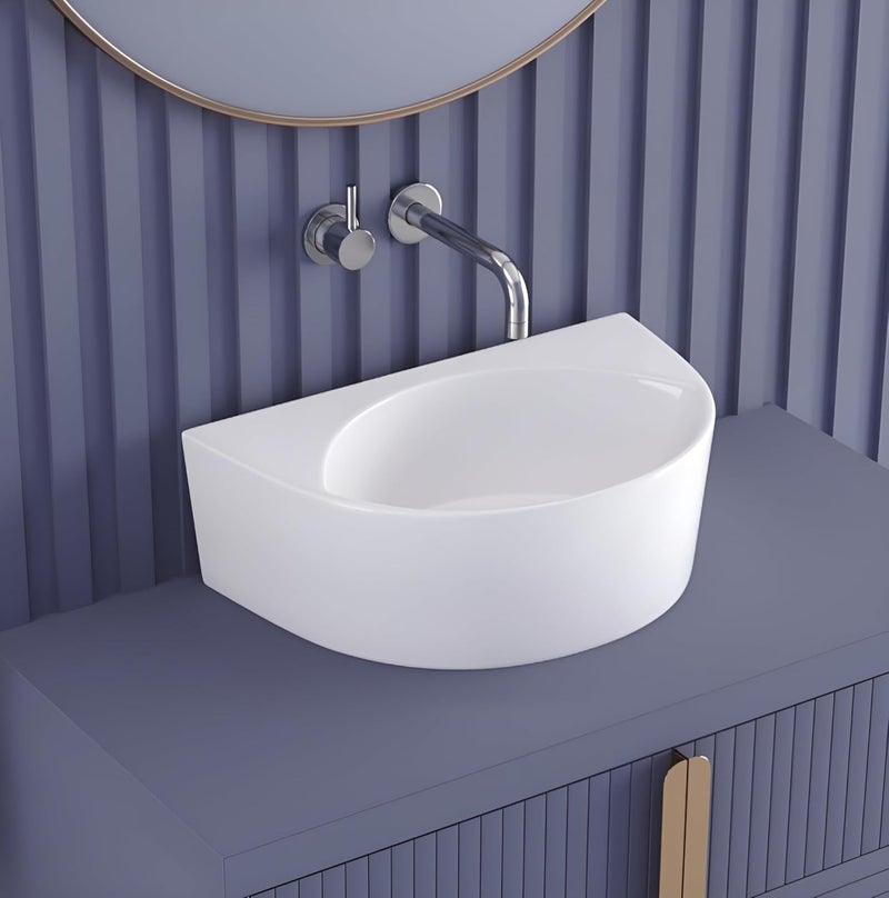 SYON Syon NIKO Premium Ceramic Table Top Wall Mount Wash Basin 17 inch X 11 inch  - Image 1