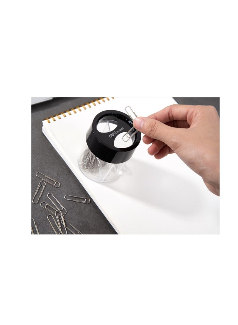 Deli 2 PCS Clip Dispenser Clear/Black /Deli Magnetic Paper Clip Dispenser - Image 3