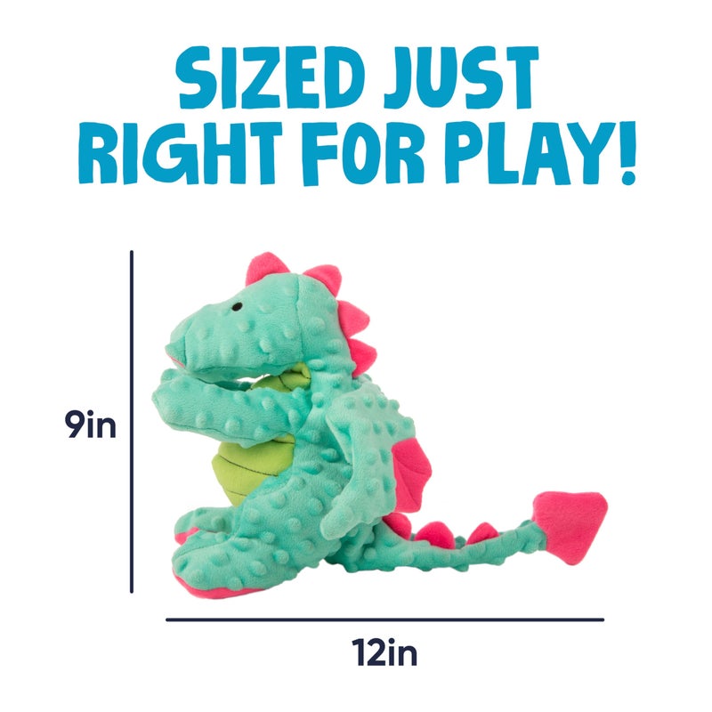 goDog Dragons Squeaky Plush Dog Toy with Chew Guard Technology, Durable Fabric & Squeaker for Active Play, Seafoam, Large - Image 3