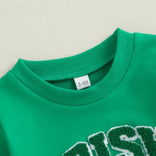 Lamuusaa Toddler Baby Girl Boy St. Patricks Day Outfit Irish Shamrock Embroidery Sweatshirt Pullover Shirts 6M-4T (Green, 3-4 Years) - Image 4