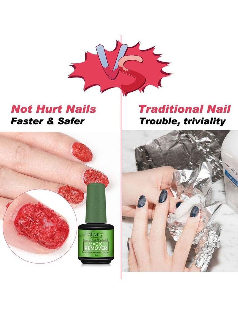 ALIVER - Gel Nail Polish Remover Professional Nail Polish Magic Remover in 3 mins Quickly Removes Soak Off Gel Polish UV Art Nail Lacquer 15g - Image 1
