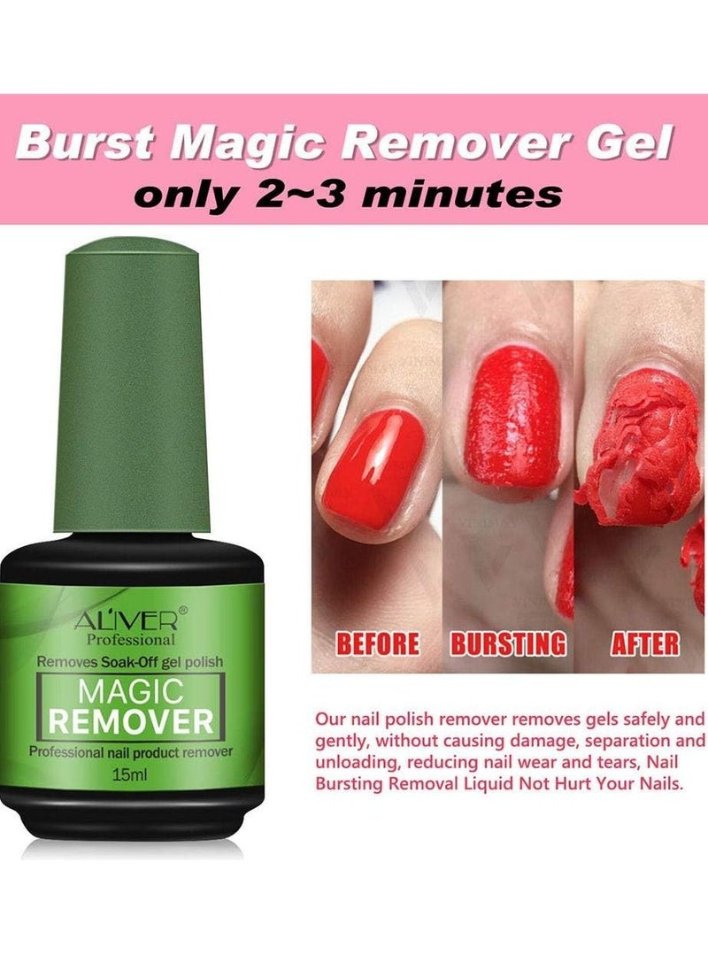 ALIVER - Gel Nail Polish Remover Professional Nail Polish Magic Remover in 3 mins Quickly Removes Soak Off Gel Polish UV Art Nail Lacquer 15g - Image 1
