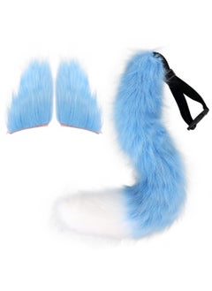 Arabest Handmade Plush Fox Tail Headband Cosplay Costume Blue and White 